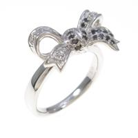 K18WG リボン ダイヤモンドリング