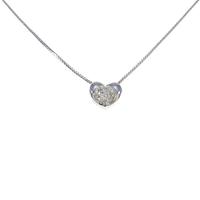 K18WG ハート ダイヤモンドネックレス