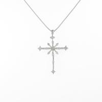 K18WG クロス ダイヤモンドネックレス