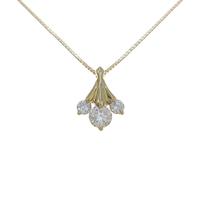 K18YG スリーストーン ダイヤモンドネックレス