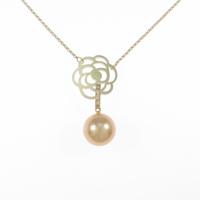 K18YG フラワー シロチョウパールネックレス