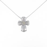 K18WG クロス ダイヤモンドネックレス