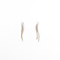 K14YG スリーストーン ダイヤモンドピアス