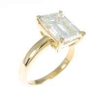 K18YG ダイヤモンドリング 3．879ct・L・SI2・エメラルドカット