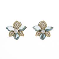 750YG フラワー ブルートパーズピアス