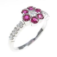 750WG フラワー ルビーリング