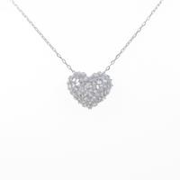 K18WG ハート ダイヤモンドネックレス