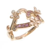 K18PG フラワー ピンクサファイヤリング