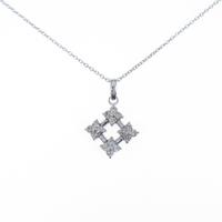 K18WG フラワー ダイヤモンドネックレス