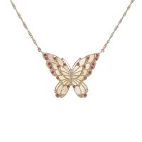 K18YG バタフライ カラーストーンネックレス