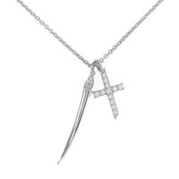 750WG クロス×ホーン ダイヤモンドネックレス