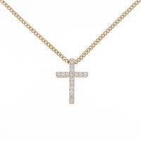 K18YG クロス ダイヤモンドネックレス