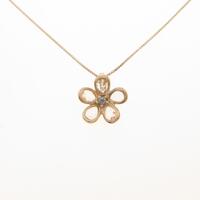 750PG／K18PG フラワー ホワイトサファイヤネックレス