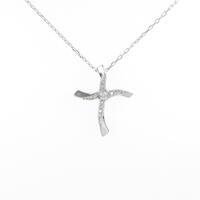 K18WG クロス ダイヤモンドネックレス