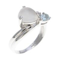 K14WG ハート カラーストーンリング