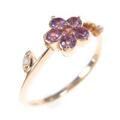 K18PG フラワー カラーストーンリング