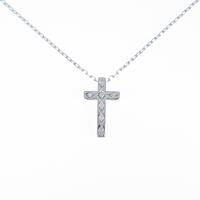 K18WG クロス ダイヤモンドネックレス