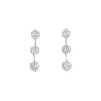 K18WG スリーストーン ダイヤモンドピアス