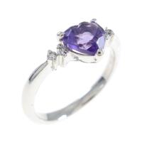 K18WG ハート アメジストリング