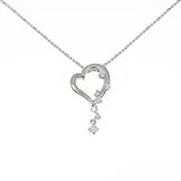 K18WG ハート ダイヤモンドネックレス