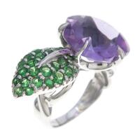 K18WG フラワー アメジストリング