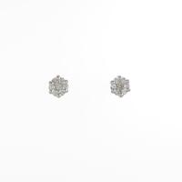 K18WG フラワー ダイヤモンドピアス