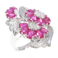 K18WG フラワー ルビーリング