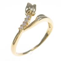 K18YG フラワー ダイヤモンドリング