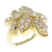 K18YG フラワー ダイヤモンドリング