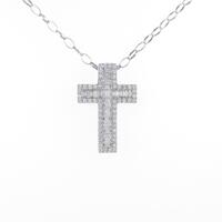 750WG クロス ダイヤモンドネックレス