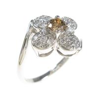 K18WG フラワー ダイヤモンドピンキーリング