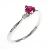 K18WG ハート ルビーリング