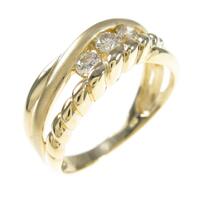 K18YG スリーストーン ダイヤモンドリング