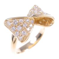 K18YG リボン ダイヤモンドリング