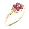 K18YG フラワー ルビーリング