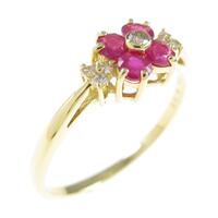 K18YG フラワー ルビーリング