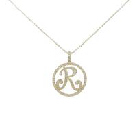 K18YG イニシャルR ダイヤモンドネックレス