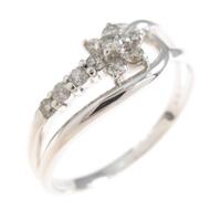 K18WG フラワー ダイヤモンドリング