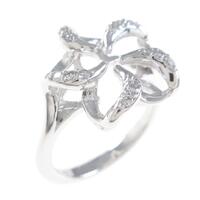 14KWG フラワー ダイヤモンドリング