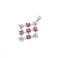 K18WG フラワー ルビーペンダント