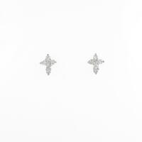 K18WG クロス ダイヤモンドピアス