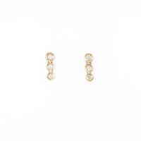 K18YG スリーストーン ダイヤモンドピアス