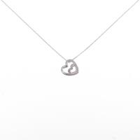 K18WG ハート ダイヤモンドネックレス