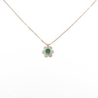 K18YG フラワー エメラルドネックレス