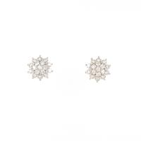 【リメイク】K18WG フラワー ダイヤモンドピアス