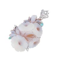 K18WG フラワー シェルカメオペンダント