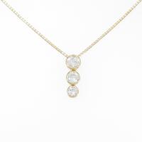 K18YG スリーストーン ダイヤモンドネックレス