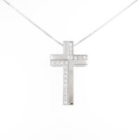 K18WG クロス ダイヤモンドネックレス