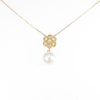 K18YG フラワー アコヤパールネックレス