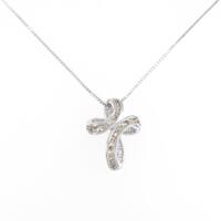 K18WG クロス ダイヤモンドネックレス